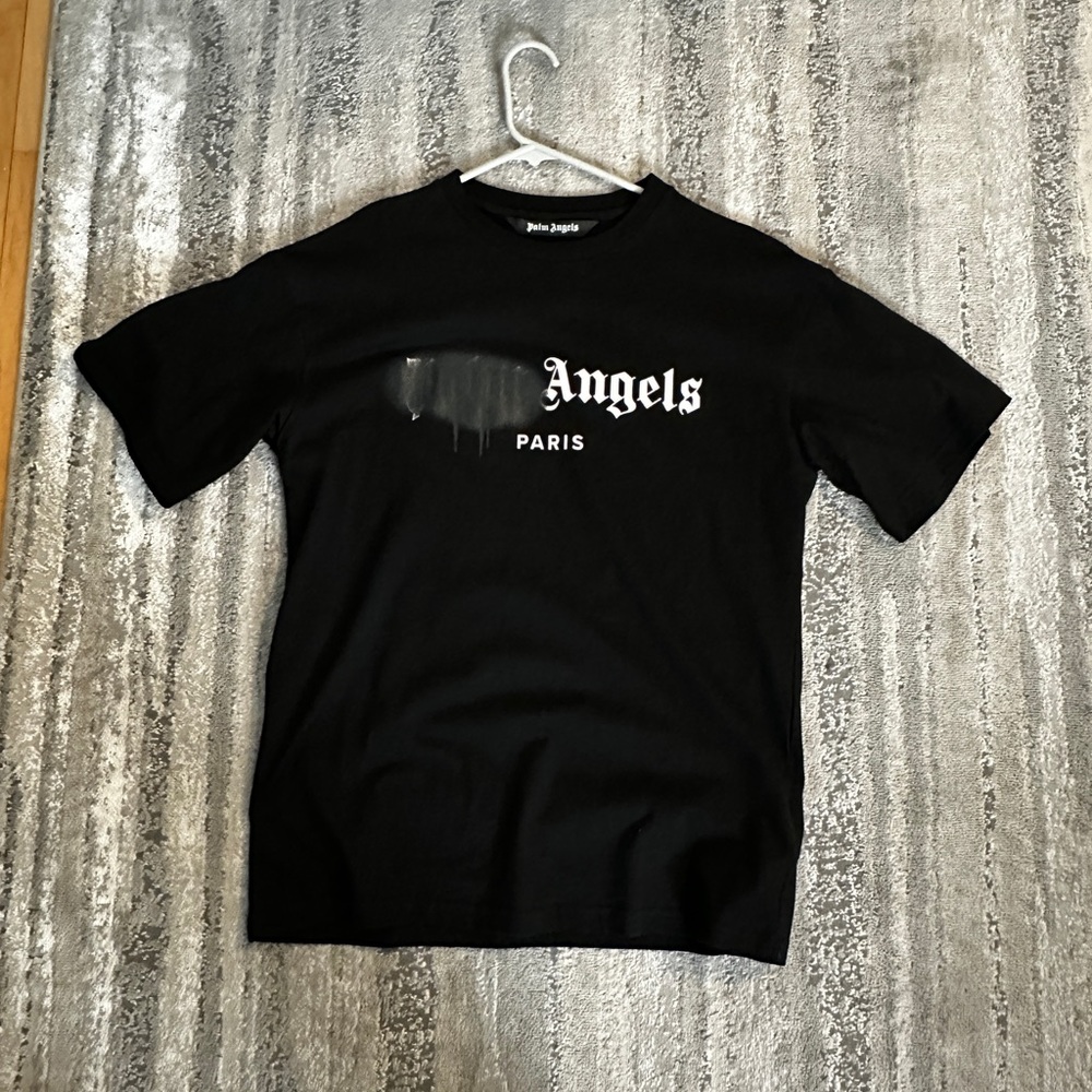 Palm Angels Paris Spraypainted Black T-Shirt